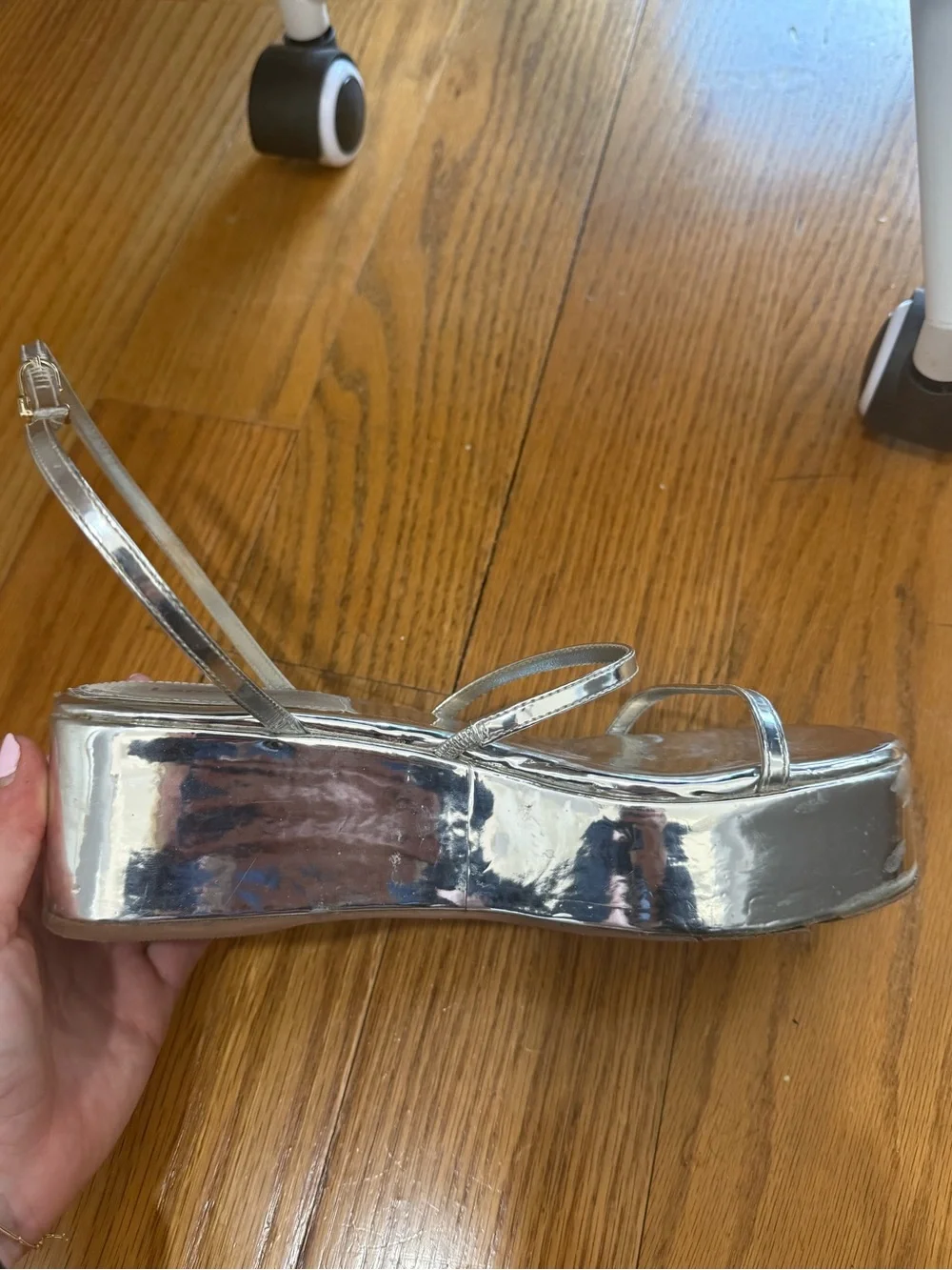 Larroude Gio Mirrored Platform Sandals 8.5
